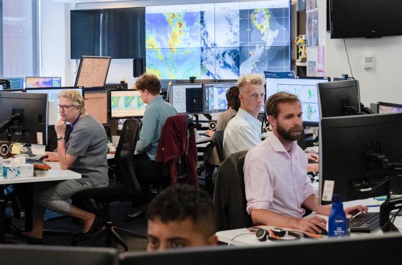 MetService Meteorologists working at the National Forecasting Centre in Wellington