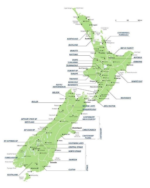 Areas covered in each MetService rural forecast