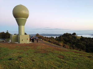 The view from the radar atop Te Huia hill out to Whangaroa Harbour.