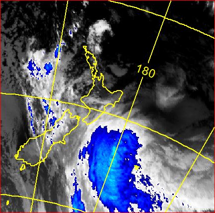 Infra red satellite image from midnight.