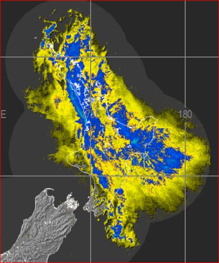 Rain radar image from 3:30am Monday