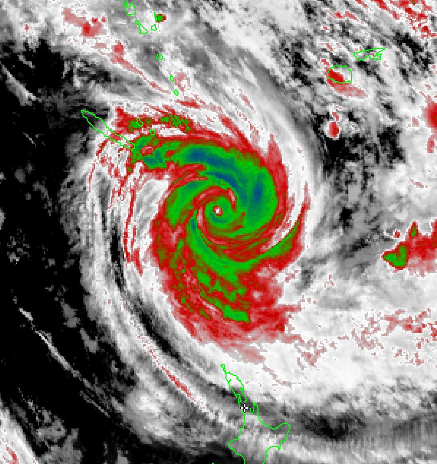Infrared satellite image of tropical cyclone Pam, 3.44am Sun 15th March 2015