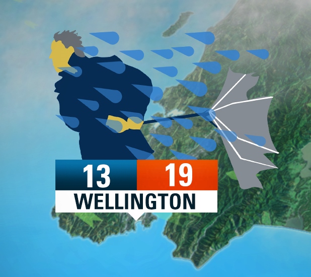 MetService “sideways rain” weather icon produced for a previous Wellington forecast