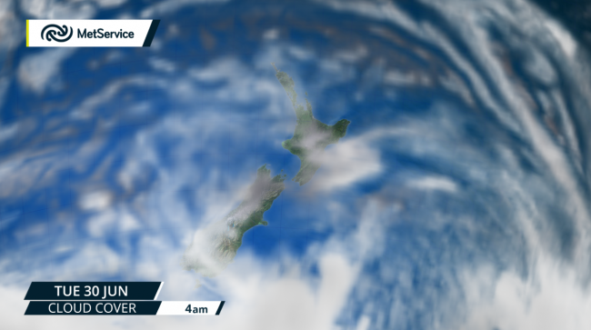 Forecast cloud cover from Monday 29 June—find the latest forecasts on MetService.com.